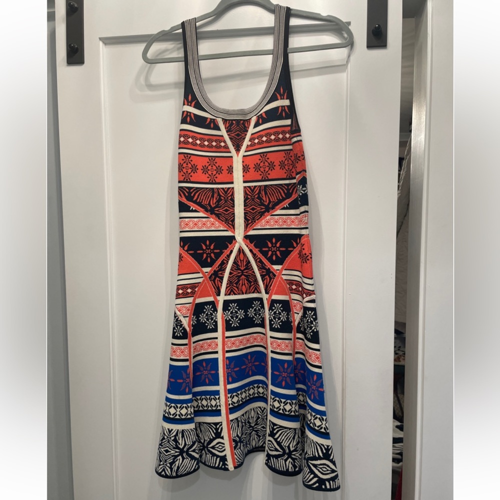 Diane Von Furstenberg US small, mid-length, bandage dress in orange pattern